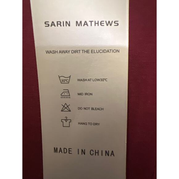 Sarin Mathews Deep V Neck Ruched Long Sleeve Mini Dress Burgandy NWT Size M - Picture 8 of 8